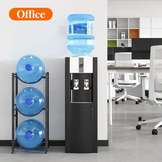 Alt view image 6 of 7 - 5 Gallon Water Jug Holder, 3 Tier Heavy Duty Water Dispenser Stand | 3 Slots Water Bottle Storage Rack for Gallon Jugs, 126 lb Capacity Detachable Water Shelf Organizer for Home, Office, Black