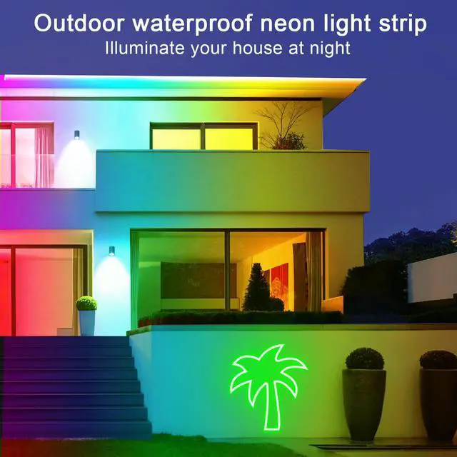 Alt view image 4 of 7 - 50ft Neon Rope Light, 24V RGB LED Strip Lights, Multi-Color, Music Sync, Dimmable, Remote/APP Control, Flexible DIY Design for Bedroom Indoor Outdoor