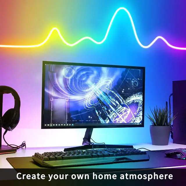 Alt view image 5 of 7 - 50ft Neon Rope Light, 24V RGB LED Strip Lights, Multi-Color, Music Sync, Dimmable, Remote/APP Control, Flexible DIY Design for Bedroom Indoor Outdoor