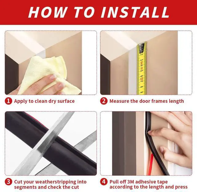 Alt view image 7 of 7 - 50 Feet D-Shape Rubber Weather Stripping Door Seal Strip, Self-Adhesive Backing Door Weatherstripping for Door Frame Insulation Large Gap, Easy Cut to Size with Tailor Scissors(Black)