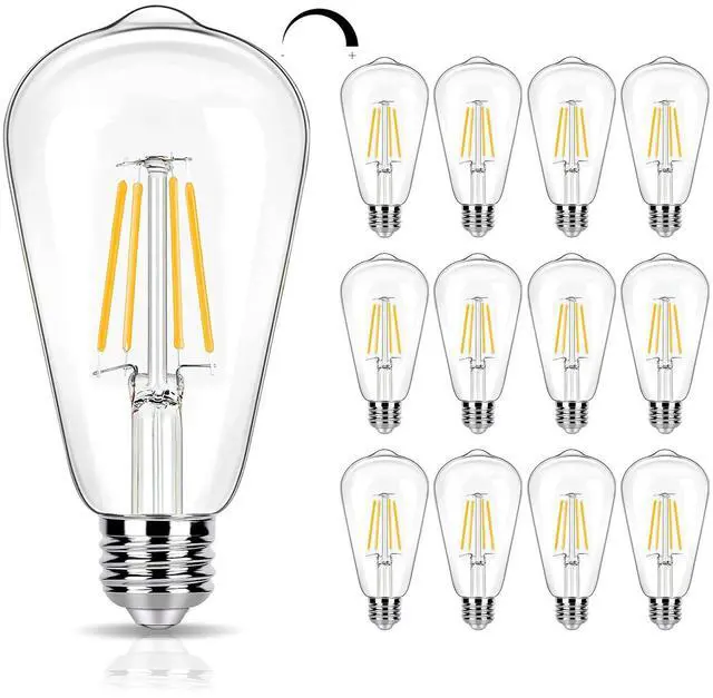 Main image of 12 Pack Dimmable LED Light Bulbs 40 Watt Equivalent, ST19 Vintage E26 Edison Bulbs, 2700K Soft Warm White 4W LED Bulbs, Antique Filament Decorative Light Bulbs for Light Fixtures