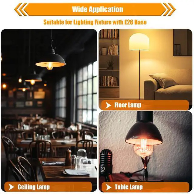 Alt view image 7 of 7 - 12 Pack Dimmable LED Light Bulbs 40 Watt Equivalent, ST19 Vintage E26 Edison Bulbs, 2700K Soft Warm White 4W LED Bulbs, Antique Filament Decorative Light Bulbs for Light Fixtures
