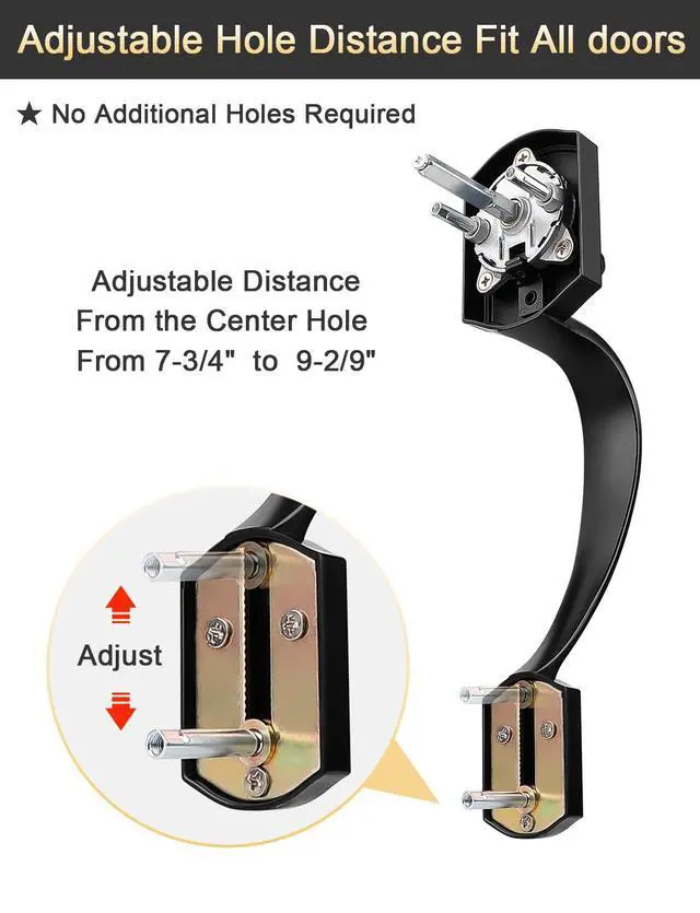 Alt view image 2 of 7 - Black Front Door Handle, Heavy Duty Zinc Alloy Exterior Entry Door Handles No Lock, Entry Door Lock with Reversible Handle, Compatible with Keypad Deadbolt for Home Front or Back Entryway