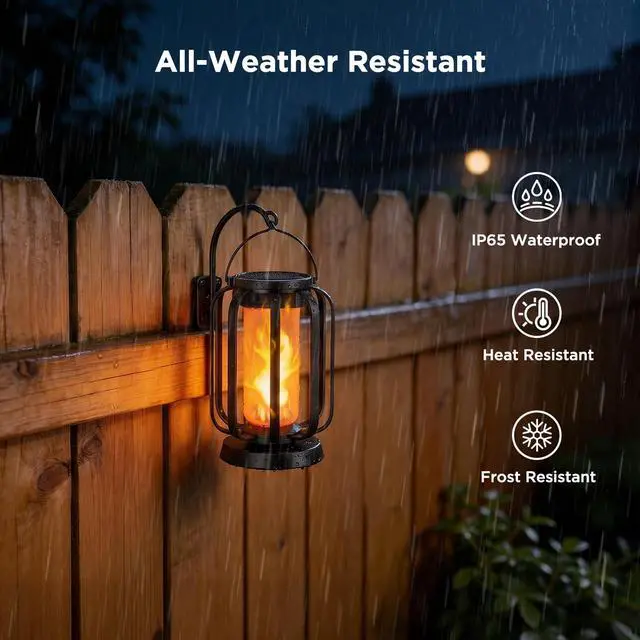 Alt view image 5 of 7 - Gen2 Solar Lanterns Outdoor Lights with Ultra-Real Flame | USB/Solar Charging & 4-Mode, Waterproof Decorative Hanging/Table Light for Pathway Yard Patio Garden Decor Gifts for Women, 2
