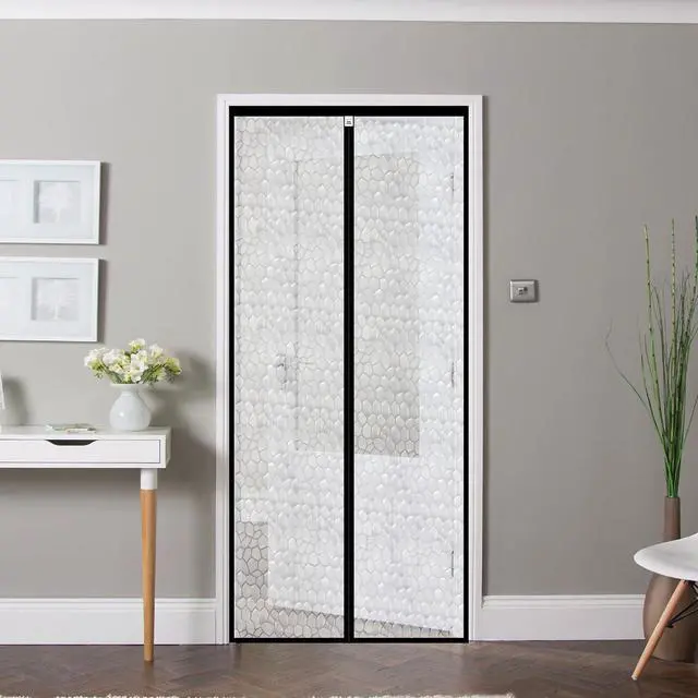 Alt view image 7 of 7 - Magnetic Thermal Insulated Door Curtain 32 x 80 inch, Transparent Door Cover, Keep Warm in Winter Cool in Summer, Self Sealing, Pet and Kid Friendly