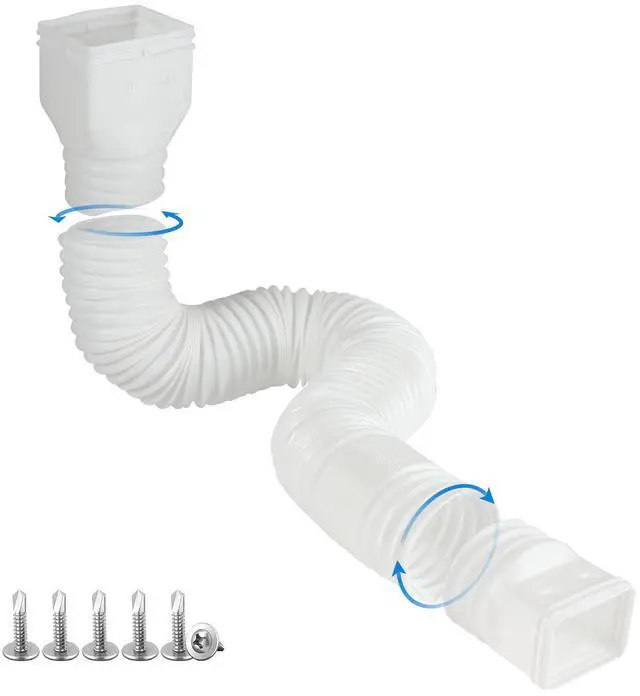 Main image of White 1-Pack Rain Gutter Downspout Extensions Flexible, Drain Downspout Extender,Down Spout Drain Extender, Gutter Connector Rainwater Drainage,Extendable from 21 to 68 Inches