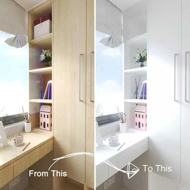 Alt view image 6 of 7 - White Contact Paper White Peel and Stick Wallpaper Self Adhesive SolidWhite Contact Paper for Cabinets 17.7"x120" Matte Vinyl Wrap Solid Color Wallpaper for Bedroom Removable Thick
