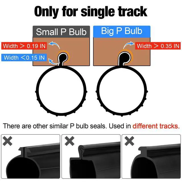 Alt view image 3 of 7 - 18FT Garage Door Seals Bottom Rubber 0.19" P Bulb Bottom Weather Seal, Weatherproof Replacement Weather Stripping Compatible with Overhead Door (18 FT, Black)