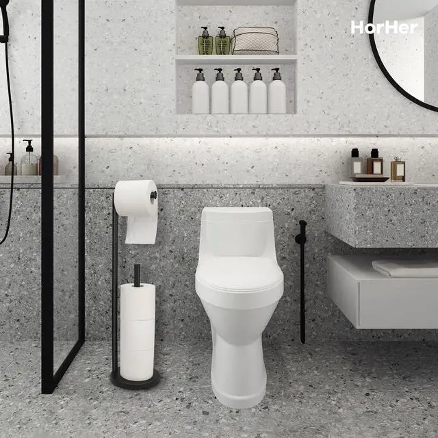 Alt view image 6 of 6 - Toilet Paper Holder Stand, Rustproof Bathroom Free Standing Storage, Black | Metal Toilet Paper Holder,Toilet Paper Roll Holder for 4 Rolls with Non-Slip Stable Base,Bathroom Organizers and Storage