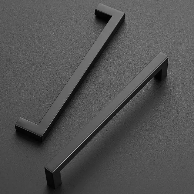 Alt view image 2 of 7 - Matte Black Kitchen Square Cabinet Handles 7-1/2 Inch 20 Pack | Stainless Steel, Smooth Pulls Feel, Square Bar Grip, Kitchen Cabinet DIY, For Cupboards, Drawers, Dressers, Cabinets