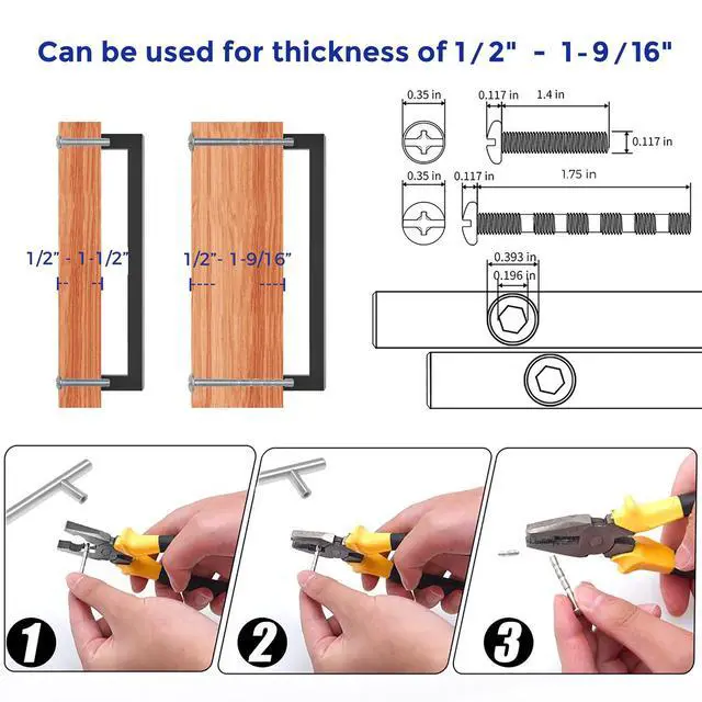 Alt view image 4 of 7 - Matte Black Kitchen Square Cabinet Handles 7-1/2 Inch 20 Pack | Stainless Steel, Smooth Pulls Feel, Square Bar Grip, Kitchen Cabinet DIY, For Cupboards, Drawers, Dressers, Cabinets