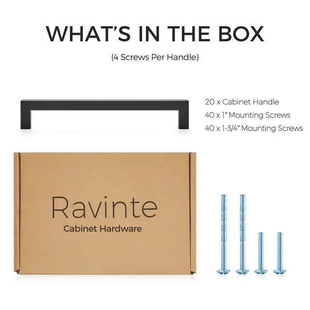 Alt view image 7 of 7 - Matte Black Kitchen Square Cabinet Handles 7-1/2 Inch 20 Pack | Stainless Steel, Smooth Pulls Feel, Square Bar Grip, Kitchen Cabinet DIY, For Cupboards, Drawers, Dressers, Cabinets