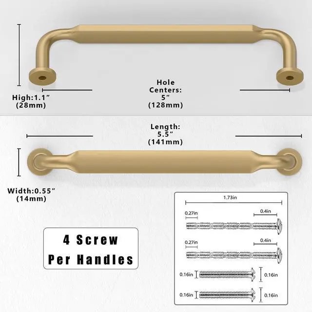 Alt view image 2 of 6 - 10 Pack Antique Brass Cabinet Pulls 5 Inch(128mm) Kitchen Cabinet Handles Solid Zinc Alloy Cabinet Hardware Drawer Pulls