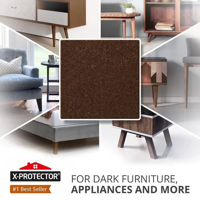 Alt view image 2 of 6 - 24 Heavy-Duty Felt Furniture Pads 1.5 1/4 Square Felt Pads | Thick Pads for Furniture Feet - Best Felt Floor Protectors for Furniture to Prevent Scratches. Protect Your Hard Floor! Brown