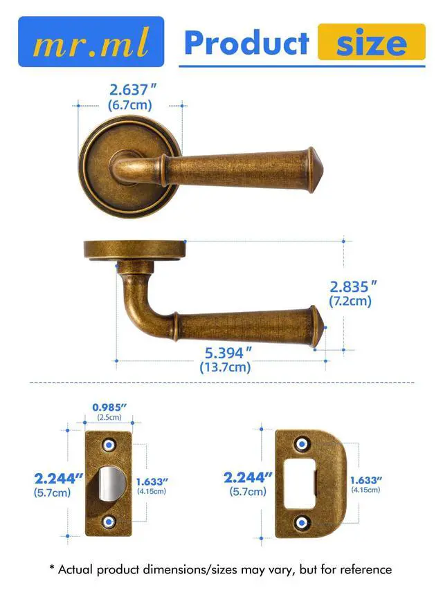 Alt view image 6 of 7 - Door Handle Antique Brass Retro Passage Vintage Door Lever, 1 Pack | Use for Interior Kitchen Pantry Hallway Hall Closet Laundry Room, Aluminium Alloy Handle Lever