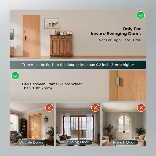 Alt view image 5 of 7 - Home Security Door Reinforcement Lock, Childproof Safety Latch | 2Pack Top Door Lock Stopper for Toddlers Safety, Prevents Home Unauthorized Entry, Aluminum Construction, Withstands 800lbs