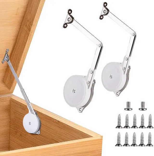 Main image of 2 Pack | Toys Box Hinges Soft Close - HBL Lid Support Chest Hinges for Wooden Toy Box, Cedar, Storage Trunk & Benches, Made of Zinc Alloy, Safety & Heavy Duty