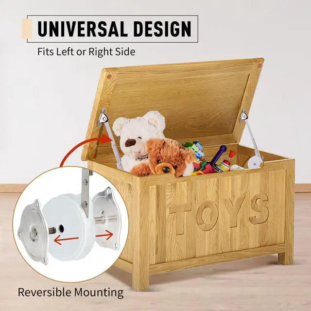 Alt view image 4 of 7 - 2 Pack | Toys Box Hinges Soft Close - HBL Lid Support Chest Hinges for Wooden Toy Box, Cedar, Storage Trunk & Benches, Made of Zinc Alloy, Safety & Heavy Duty