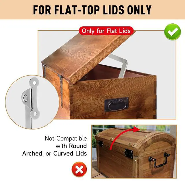 Alt view image 7 of 7 - 2 Pack | Toys Box Hinges Soft Close - HBL Lid Support Chest Hinges for Wooden Toy Box, Cedar, Storage Trunk & Benches, Made of Zinc Alloy, Safety & Heavy Duty