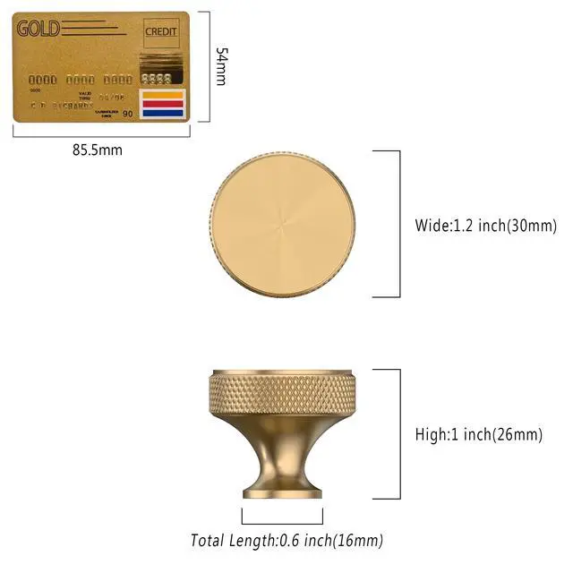 Alt view image 2 of 6 - Champagne Bronze Knurled Cabinet Knobs Round Drawer Pulls 10 Pack | Solid Aluminum alloy, 1.2 Inch Diameter, textured brass finish hardware pulls for dressers, drawers, cupboard, bathroom