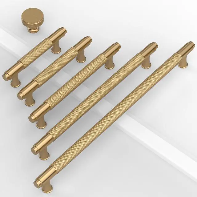 Alt view image 6 of 6 - Champagne Bronze Knurled Cabinet Knobs Round Drawer Pulls 10 Pack | Solid Aluminum alloy, 1.2 Inch Diameter, textured brass finish hardware pulls for dressers, drawers, cupboard, bathroom
