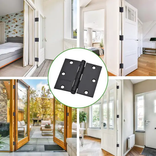 Alt view image 6 of 6 - 24 Pack Black Door Hinges, 3.5 x 3.5 Inch Black Hinges for Interior Doors 3 1/2 Inch Hinges for Residential Doors, Square Corners Interior Door Hinges for Standard Flat/Bedroom
