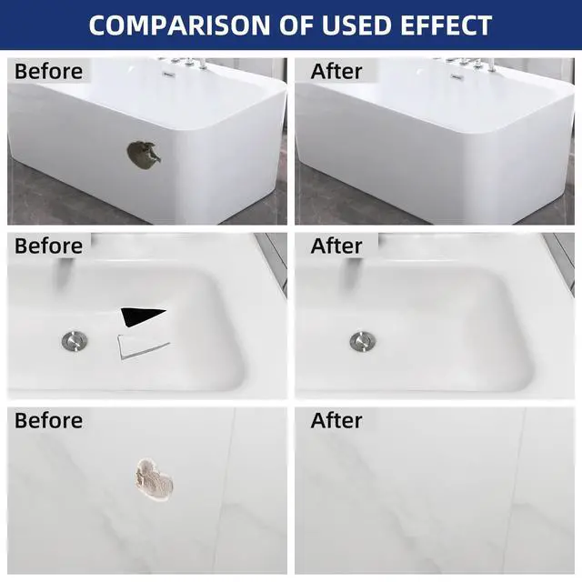 Alt view image 2 of 6 - Tub Repair Kit White, Fiberglass Shower tub and Porcelain Sink Repair Kit | Bathtub Repair Kit for Acrylic, Enamel, Ceramics Tile and Toilet, Repair cracks, fragments, holes and pits