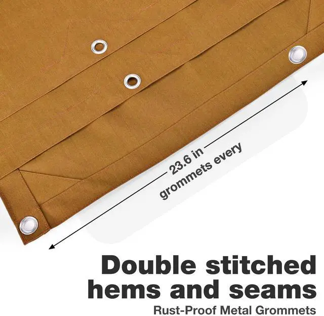 Alt view image 6 of 7 - Heavy Duty Canvas Tarp 8x10 ft, 12oz (350 GSM) Polyester Canvas Water-Resistant Tarp with Rustproof Grommets, Tear-Resistant Outdoor Cover for Wood Piles, Camping, Trailer & Equipment