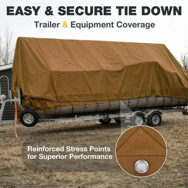 Alt view image 7 of 7 - Heavy Duty Canvas Tarp 8x10 ft, 12oz (350 GSM) Polyester Canvas Water-Resistant Tarp with Rustproof Grommets, Tear-Resistant Outdoor Cover for Wood Piles, Camping, Trailer & Equipment