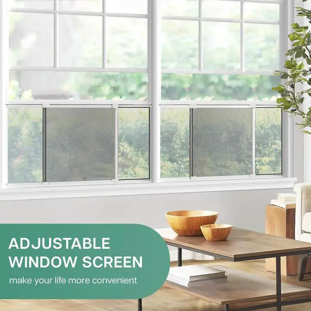 Alt view image 6 of 6 - Expandable Window Screen, 15" H x 21.6" - 40" W, 2 Pack | Horizontal Adjustable Window Screens, Replacement Window Screens for House Windows