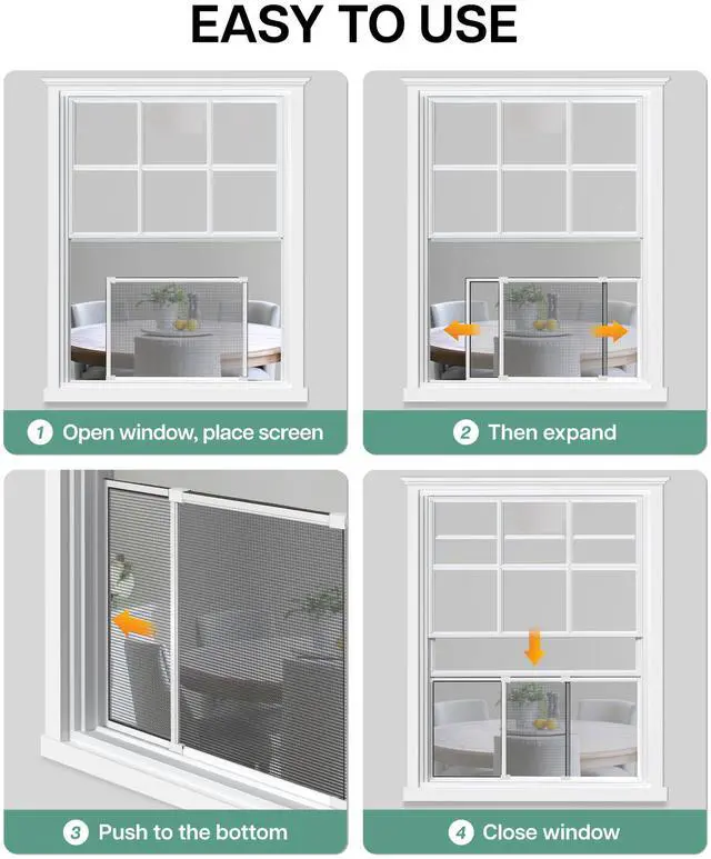 Alt view image 5 of 6 - Expandable Window Screen, 15" H x 21.6" - 40" W, 2 Pack | Horizontal Adjustable Window Screens, Replacement Window Screens for House Windows