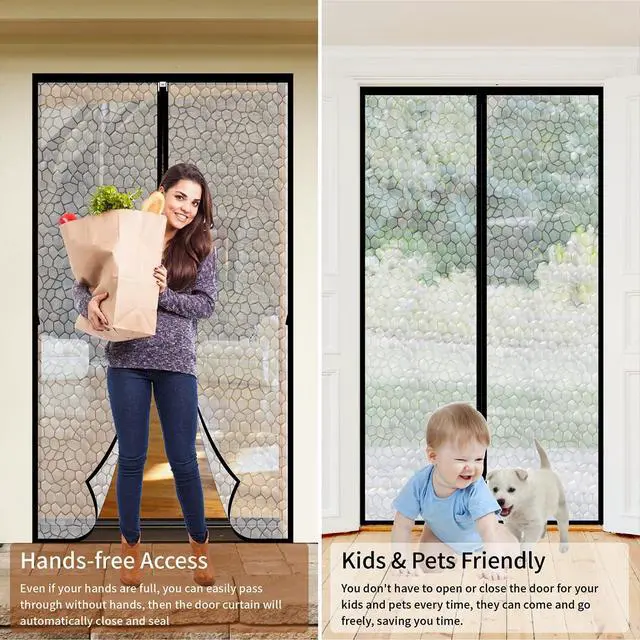 Alt view image 5 of 7 - Magnetic Thermal Insulated Door Curtain 32 x 80 inch, Transparent Door Cover, Keep Warm in Winter Cool in Summer, Self Sealing, Pet and Kid Friendly