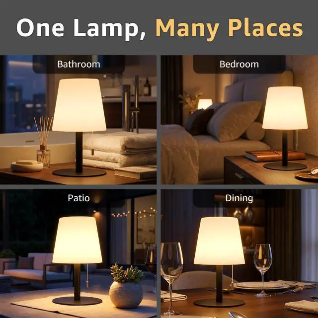 Alt view image 7 of 7 - Shower Lamp Rechargeable Cordless Light Waterproof for Bathroom Spa | Portable Battery Operated Table Lamp RGB Mood Lighting LED Night Light for Patio kitchen Camping (Black)