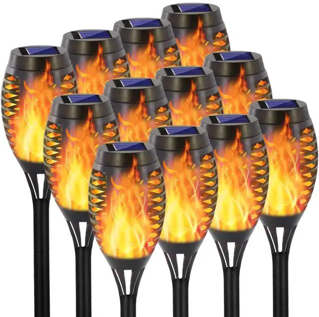 Main image of 12 Pack Solar Torch Light with Flickering Flame, 12 LEDs Solar Lights Outdoor, IP65 Waterproof Torches for Outside Landscape Decoration Outdoor Lights for Garden Yard Patio