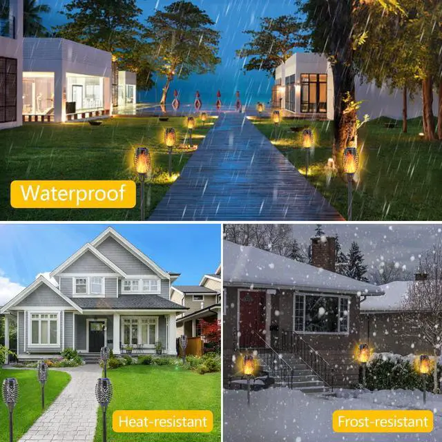 Alt view image 5 of 7 - 12 Pack Solar Torch Light with Flickering Flame, 12 LEDs Solar Lights Outdoor, IP65 Waterproof Torches for Outside Landscape Decoration Outdoor Lights for Garden Yard Patio