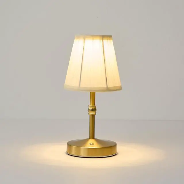 Main image of 5w Led Cordless Mini Lamps,3000 mah Battery Operated Lamp,3 Color Temperature Dimmable Table Lamp,Gold Rechargeable Table Lamp Fabric,Aesthetic Small kitchen Lamp for Counter,Restaurant,Bar,H9.8"