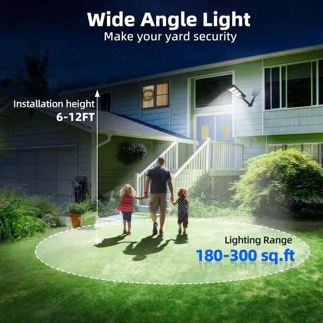 Alt view image 5 of 6 - Solar Street Lights Outdoor 2 Pack, 6500K Solar Lights Outdoor Waterproof with Motion Sensor, Lamparas Luces Solares para Exteriores Dusk to Dawn Commercial Lighting for Yard Path