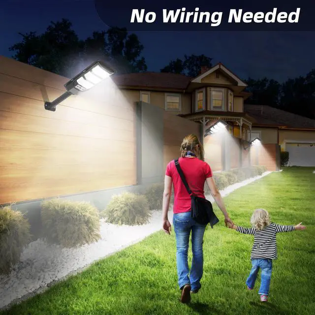Alt view image 4 of 6 - Solar Street Lights Outdoor 2 Pack, 6500K Solar Lights Outdoor Waterproof with Motion Sensor, Lamparas Luces Solares para Exteriores Dusk to Dawn Commercial Lighting for Yard Path