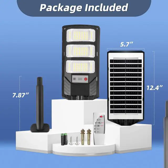Alt view image 6 of 6 - Solar Street Lights Outdoor 2 Pack, 6500K Solar Lights Outdoor Waterproof with Motion Sensor, Lamparas Luces Solares para Exteriores Dusk to Dawn Commercial Lighting for Yard Path