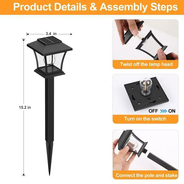 Alt view image 3 of 7 - 16 Pack Solar Pathway Lights Outdoor, Warm White | Ideal for Walkways, Gardens, Lawns, Driveways & Landscape Lighting, Automatic Dusk-to-Dawn Lighting