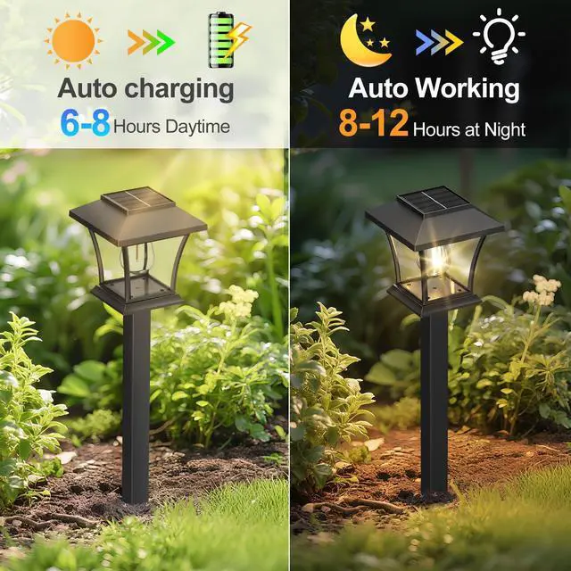 Alt view image 6 of 7 - 16 Pack Solar Pathway Lights Outdoor, Warm White | Ideal for Walkways, Gardens, Lawns, Driveways & Landscape Lighting, Automatic Dusk-to-Dawn Lighting