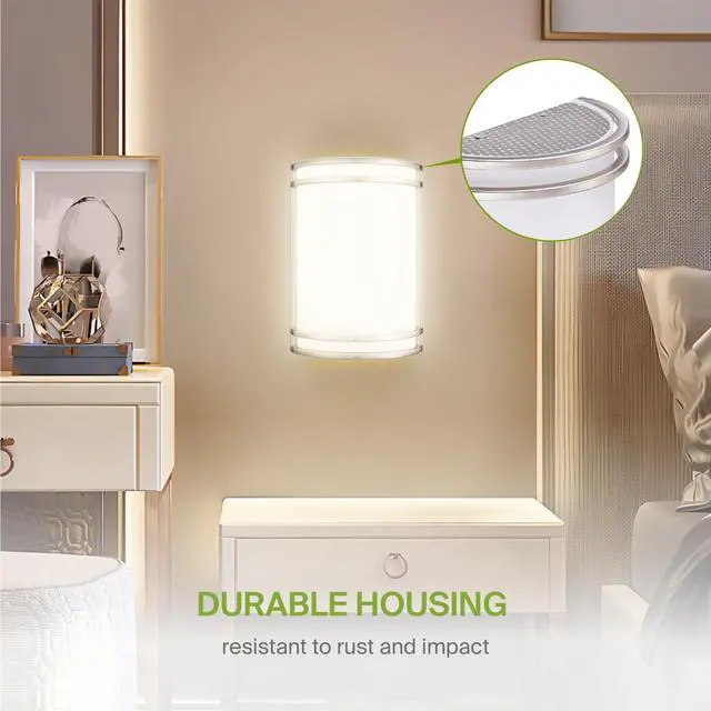 Alt view image 4 of 7 - Indoor LED Wall Sconce Lights - 10 Inch 15W Brushed Nickel Modern LED Wall Sconces Hardwired - ETL Dimmable 3000K 4000K 5000K Adjustable Sconce Light Fixture for Bedroom, Hallway