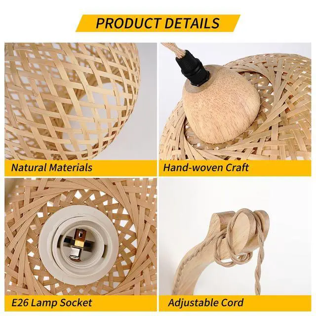 Alt view image 5 of 7 - Frideko Bamboo Lantern Plug in Wall Sconces Wicker Wall Lamp with Plug in Cord Hand Woven Rattan Wall Light Farmhouse Rustic Wall Sconces Boho Sconces Wall Lighting for Living Room Bedroom
