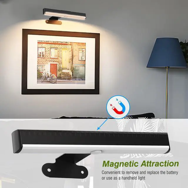 Alt view image 3 of 6 - Wireless Picture Light with Remote,Battery Operated Wall Sconces | 4Pcs Painting Light for Wall Decor,Timer&Dimmable LED Art Display Light Picture Frame Light for Artwork Posters Gallery-Black