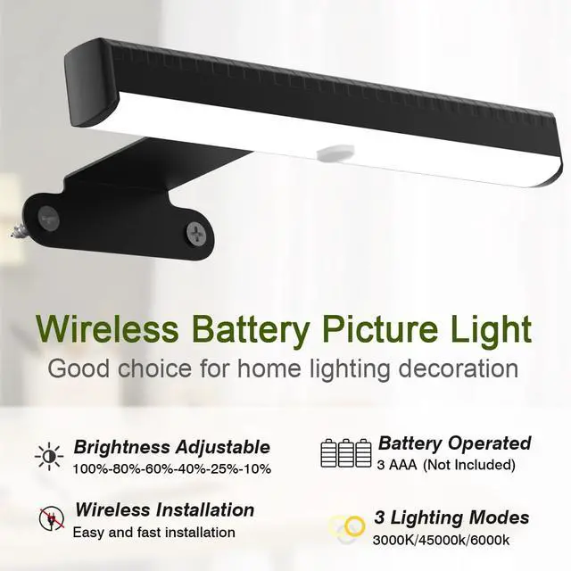 Alt view image 5 of 6 - Wireless Picture Light with Remote,Battery Operated Wall Sconces | 4Pcs Painting Light for Wall Decor,Timer&Dimmable LED Art Display Light Picture Frame Light for Artwork Posters Gallery-Black