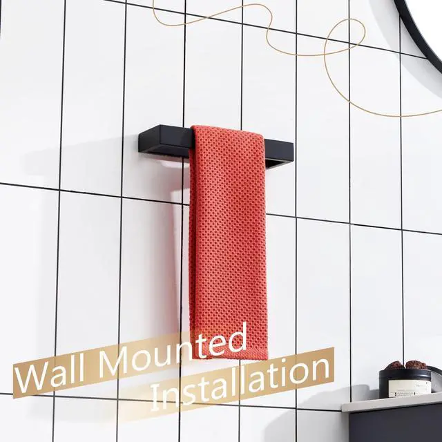 Alt view image 3 of 7 - Towel Ring Matte Black Hand Towel Bar Holder 9-Inch Kitchen Rack Stainless Steel for Bathroom Hardware Wall Mounted, 1 Pack B4008BK-L9