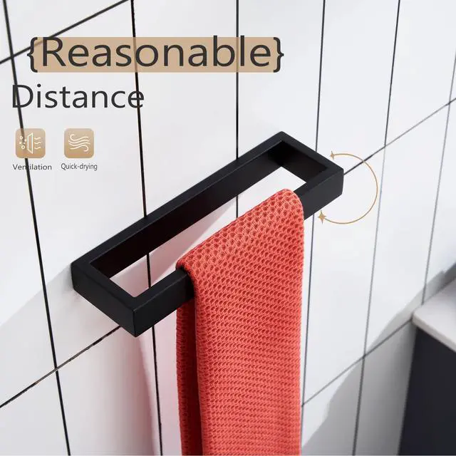 Alt view image 5 of 7 - Towel Ring Matte Black Hand Towel Bar Holder 9-Inch Kitchen Rack Stainless Steel for Bathroom Hardware Wall Mounted, 1 Pack B4008BK-L9