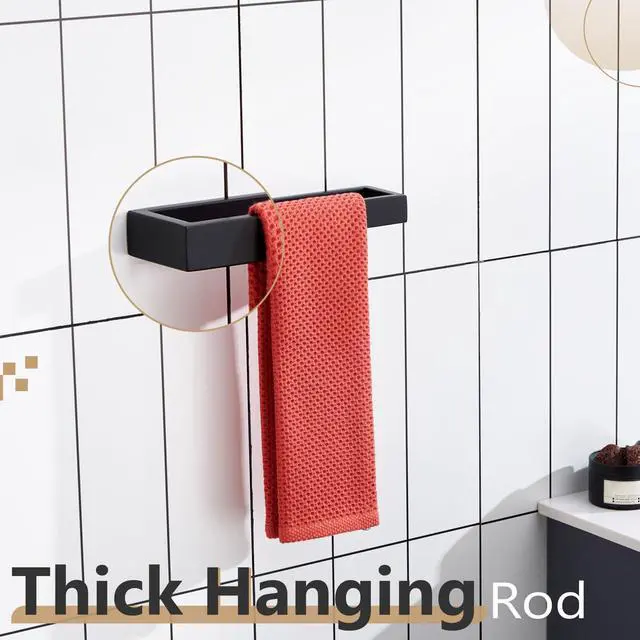 Alt view image 6 of 7 - Towel Ring Matte Black Hand Towel Bar Holder 9-Inch Kitchen Rack Stainless Steel for Bathroom Hardware Wall Mounted, 1 Pack B4008BK-L9