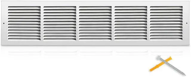 Main image of 30x6 Duct Opening | Steel Return Air Grille | Vent Cover Grill for Sidewall and Ceiling | HVAC Cold Air Intake Grille | White | Outer Dimensions: 31.75"W X 7.75"