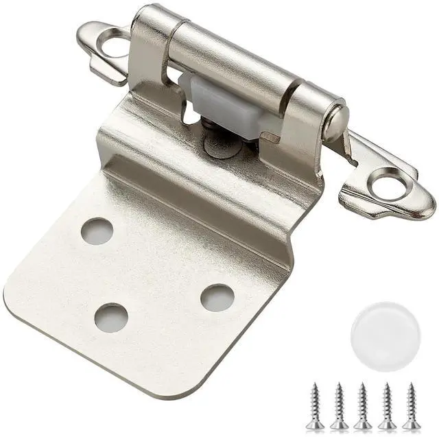 Main image of Satin Nickel Cabinet Hinges Self Closing, 3/8 Inch, 50 Pack (25 Pairs) | Semi-Concealed Design, Face Mount Hardware, Kitchen Cabinet Doors, Cupboards, Cabinet Hardware, Door Mounting, Kitchen Use